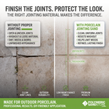 Outdoor porcelain paver joints unfilled vs finished with porcelain jointing sand – clean uniform joints, resists washout