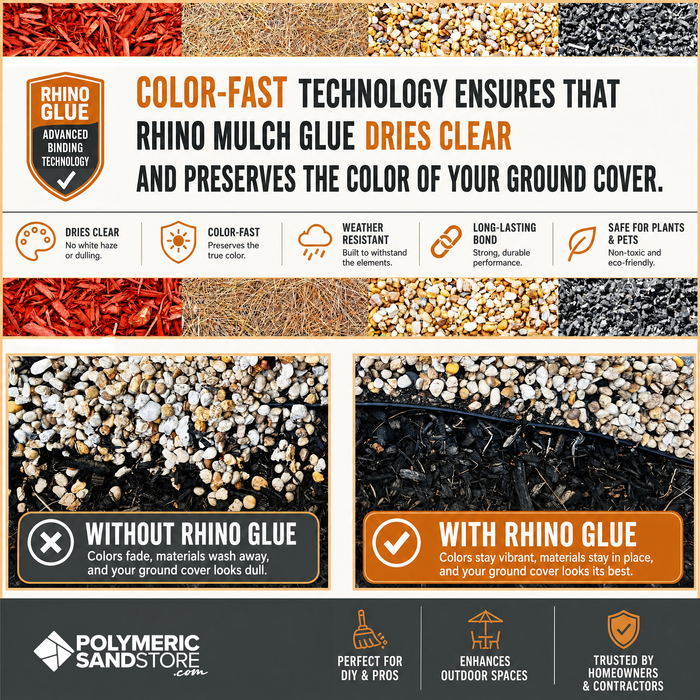 Rhino Stabilizing Mulch & Stone Glue for Landscaping Pea Gravel, Rubber Mulch, and Straw Binder