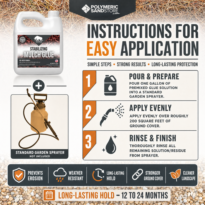 Rhino Stabilizing Mulch & Stone Glue for Landscaping Pea Gravel, Rubber Mulch, and Straw Binder