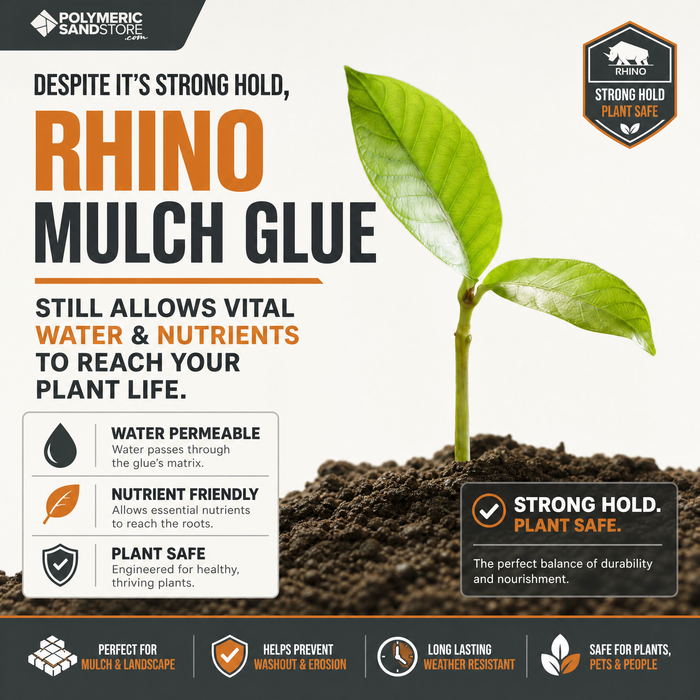 Rhino Stabilizing Mulch & Stone Glue for Landscaping Pea Gravel, Rubber Mulch, and Straw Binder