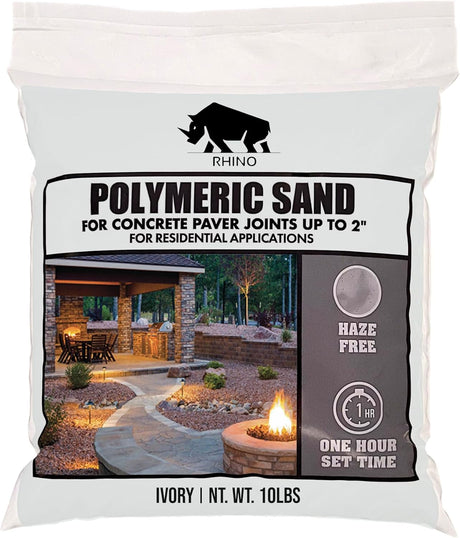 Rhino polymeric sand 10 lb Ivory small bag, haze free one hour set paver joint sand for small projects and repairs