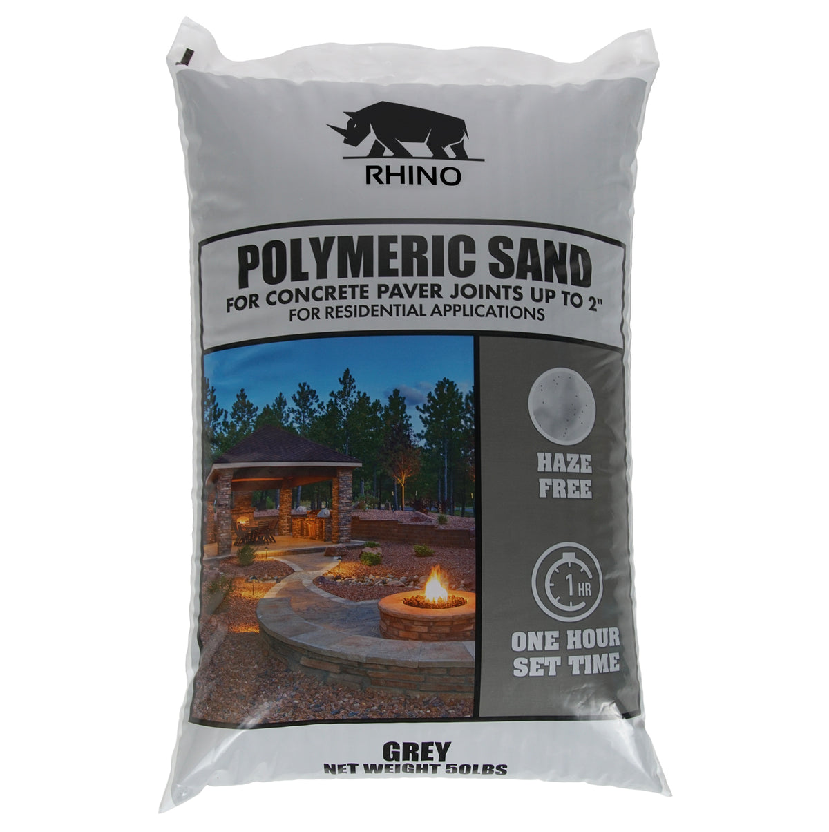 Rhino polymeric sand 50 lb Grey, haze free one hour set paver joint sand for concrete paver joints up to 2 inches