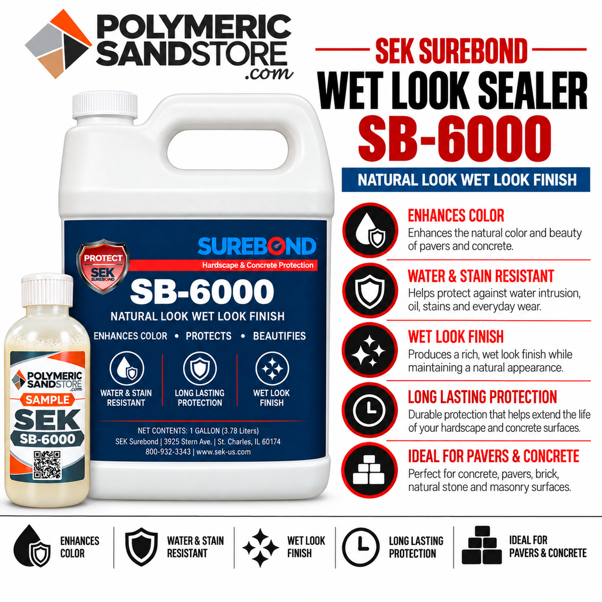 SEK Surebond SB-6000 Wet Look Sealer Sample, 8 oz