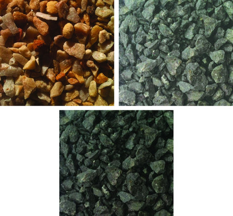 SEK Surebond Perm Chips permeable paver joint aggregate in Saturn Tan, Stormy Gray and Eclipse Black