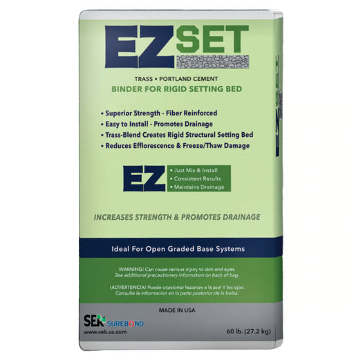 SEK Surebond EZ Set 60 lb bag of trass portland cement binder for rigid setting bed, promotes drainage