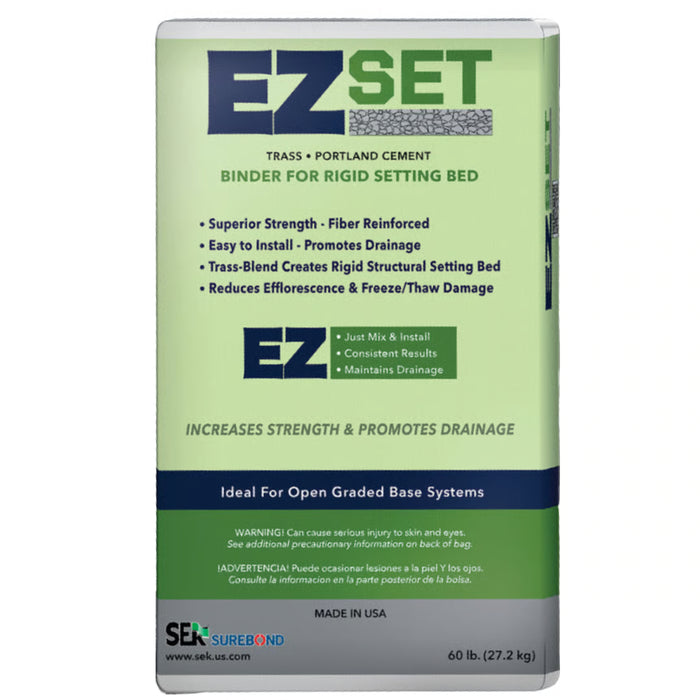 SEK Surebond EZ Set 60 lb bag of trass portland cement binder for rigid setting bed, promotes drainage