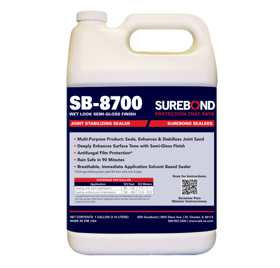SEK Surebond SB-8700 Wet Look Paver Sealer solvent-based semi-gloss joint stabilizer