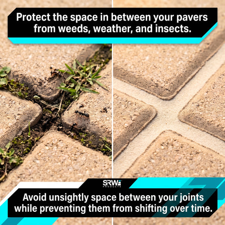 SRW Pavermate Z3 black polymeric sand piled on paver – rain safe in 10 minutes, zero haze zero dust DIY paver joint sand