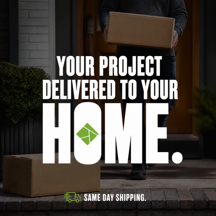 Polymeric sand order arriving on doorstep at dusk – project supplies delivered home with same day shipping