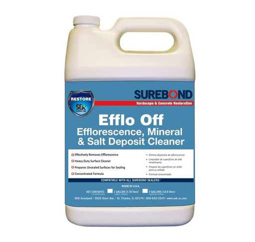 Surebond Efflo Off efflorescence mineral and salt deposit cleaner 1-gallon jug for hardscape and concrete