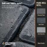 Black polymeric sand for dark pavers – black jointing sand matched with charcoal pavers, slate, concrete, black granite