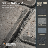 Polymeric sand for bluestone and grey pavers – grey jointing sand matched with slate, cool concrete and dark granite