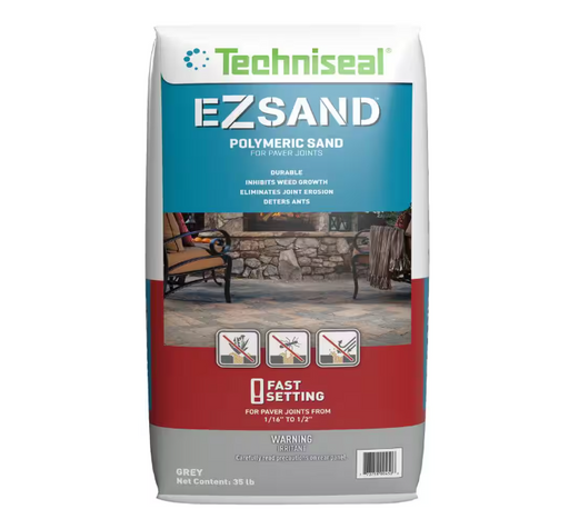 Techniseal EZ Sand grey polymeric sand for paver joints, 35 lb bag, fast setting, for joints 1/16 to 1/2 inch