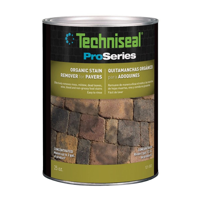 Techniseal ProSeries Organic Stain Remover for Pavers, 25 oz concentrated can, removes moss mildew wine blood food stains