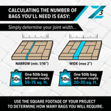 Joint width reference chart for SRW Pavermate Z3™ Polymeric Sand