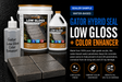 Alliance Gator Low Gloss + Color Enhancer Paver Sealer 8oz sample bottle with real Gator Hybrid Seal water-based bucket and jug, low-gloss finish and vibrant color enhancement on concrete pavers - Polymeric Sand Store