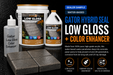 Alliance Gator Low Gloss + Color Enhancer Paver Sealer 8oz sample bottle with real Gator Hybrid Seal water-based bucket and jug, low-gloss finish and vibrant color enhancement on concrete pavers - Polymeric Sand Store