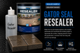 Alliance Gator Resealer 8oz sample bottle with real Gator Seal Resealer solvent-based can, revives and rejuvenates existing sealer on concrete pavers - Polymeric Sand Store