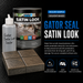 Alliance Gator Satin Look Acrylic Paver Sealer 8oz sample bottle with real Gator Seal Satin Look solvent-based can, low-gloss color enhancer and joint stabilizer finish on concrete pavers - Polymeric Sand Store