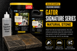 Alliance Gator Signature Series Natural Stone Color Enhancer 8oz sample bottle with real silicone-based bucket and jug, zero-gloss color enhancer that darkens natural stone with a rich wet-look finish and no shine - Polymeric Sand Store