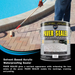 Dyco Paver Sealer gallon can over a photo of someone roller applying this solvent based acrylic waterproofing sealer to a paver pool deck, wet look finish that enhances paver color and resists tire markings, cracking and peeling