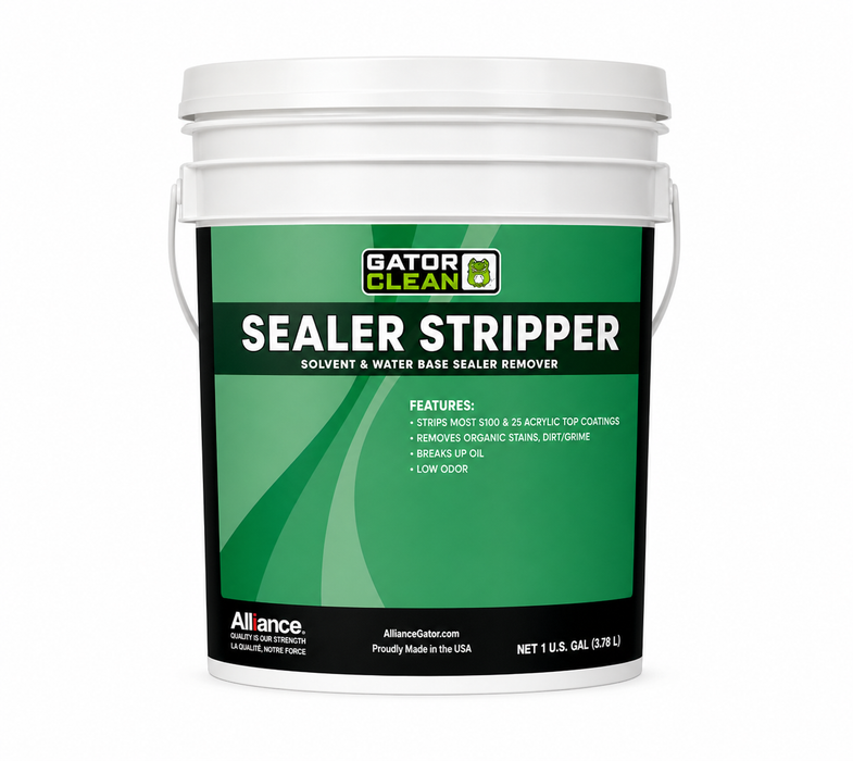 Alliance Gator Clean Sealer Stripper, 1 gallon solvent and water based sealer remover for concrete pavers and patios.