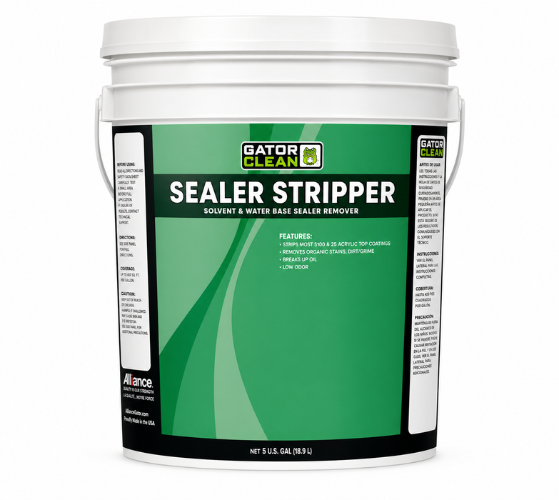 Alliance Gator Clean Sealer Stripper, 5 gallon solvent and water based sealer remover for concrete pavers and patios.