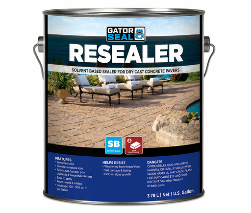 Alliance Gator Seal Resealer solvent based paver sealer, 1 gallon penetrating sealer for dry cast concrete pavers.