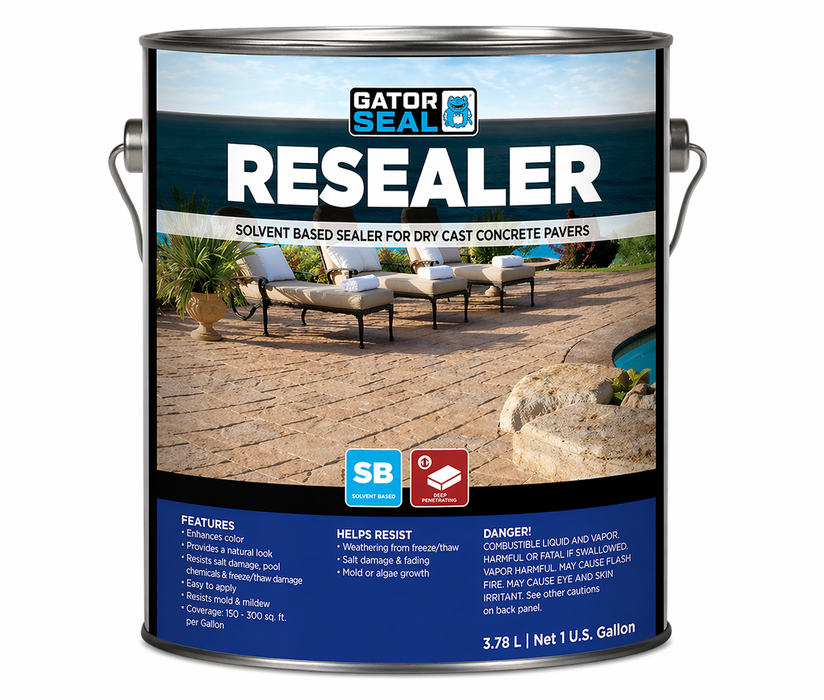 Alliance Gator Seal Resealer solvent based paver sealer, 1 gallon penetrating sealer for dry cast concrete pavers.