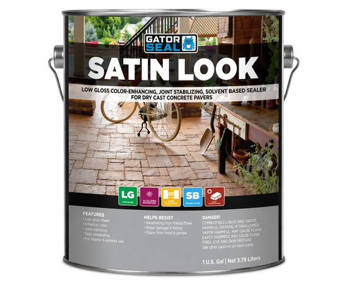 Alliance Gator Seal Satin Look low gloss solvent based paver sealer, 1 gallon color enhancing sealer for concrete pavers.