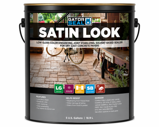 Alliance Gator Seal Satin Look low gloss solvent based paver sealer, 5 gallon color enhancing sealer for concrete pavers.