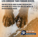 Paw Protector pet friendly ice melt ad with a dog's paws in snow, pet safe driveway and sidewalk deicer that is less corrosive than standard deicers, unique coloring prevents over application and uses 20 to 40 percent less than plain salt
