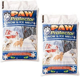 Paw Protector pet safe ice melt 2-pack of 20 lb bags, pet friendly snow and ice melter and dog safe deicer for driveways, sidewalks and steps, winter cabin and golden retriever bag artwork