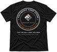 Back of the black Polymeric Sand Store t-shirt with the round Jointing Sand Specialists badge