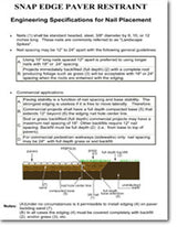 SEK Snap Edge paver restraint engineering specifications for nail placement and spacing