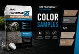 All 5 SRW Pavermate Z3 polymeric sand color samples — Tan, Granite, Black, Ivory, and Beige — kit by Polymeric Sand Store